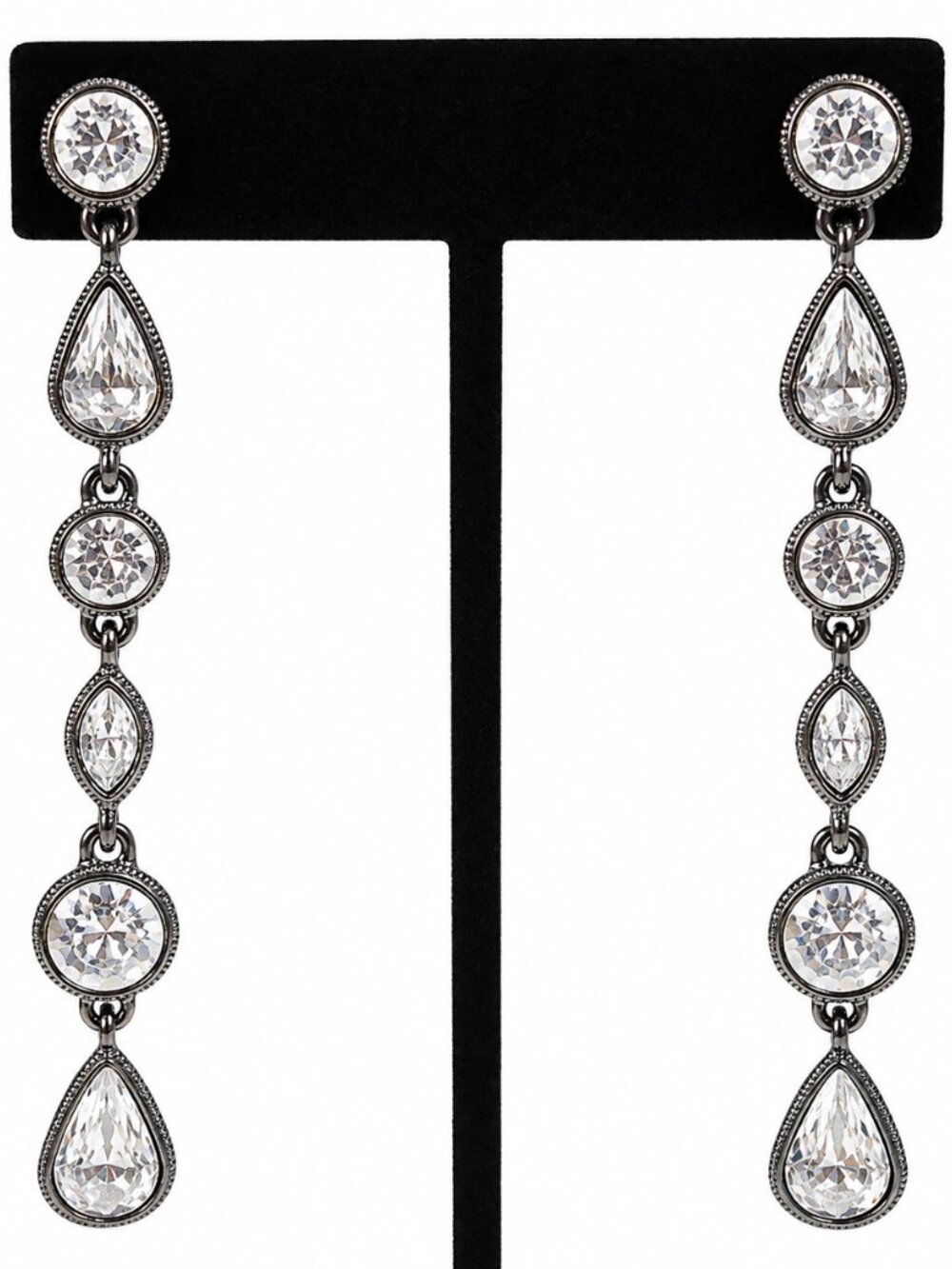 GIVENCHY Crystal Teardrop Dangle Earrings - Clear Crystal Gun Metal